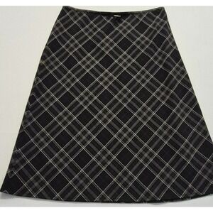 The Limited Stretch Black/tan Plaid Classic Zip  Flared Skirt Size‎ 10